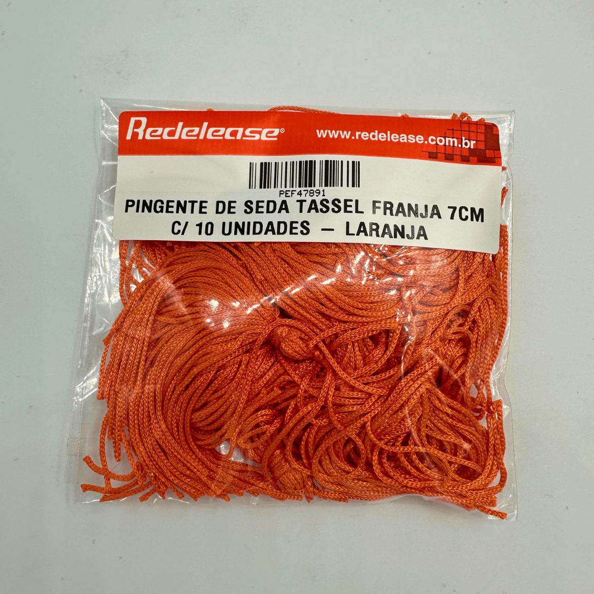 Pingente de Seda Tassel Franja Laranja 7cm (10 Un)