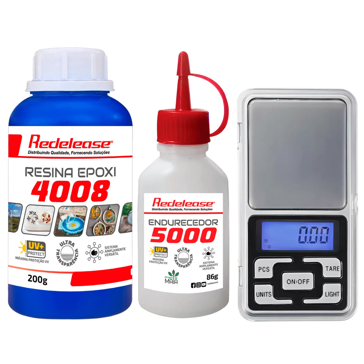 Kit Resina Epoxi 4008 Ultra Transparente 286g + Mini Balança de Precisão