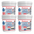 Kit com quatro baldes de resina acrílica base água 5kg para impermeabilização e proteção de superfícies.