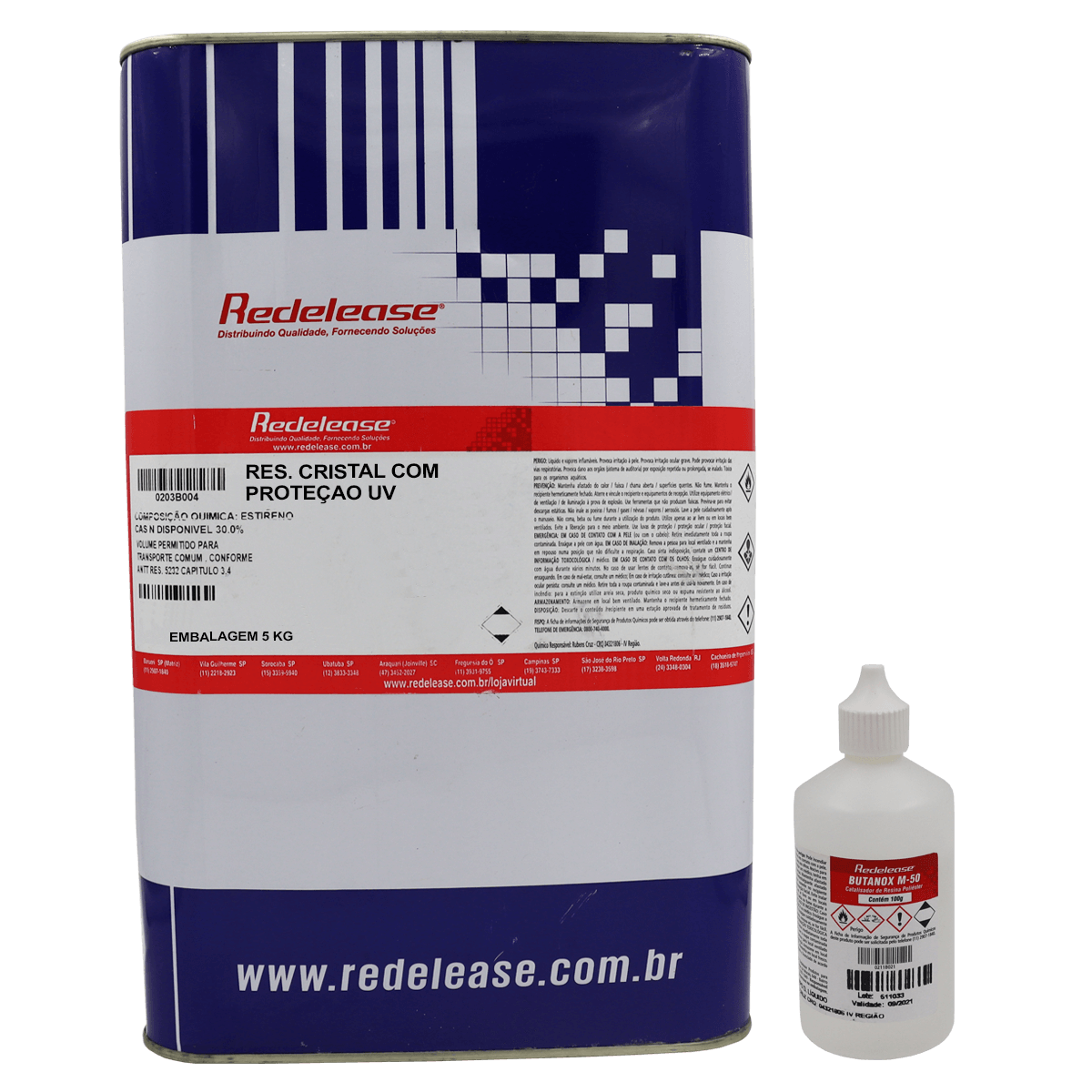 Resina cristal com proteção UV embalagem 5kg e catalisador, produtos químicos industriais