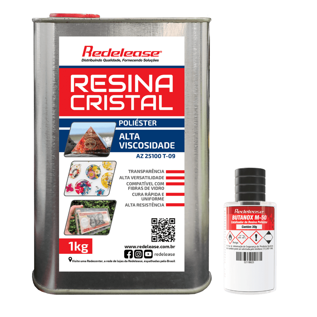 Resina cristal de alta viscosidade poliéster 1kg com catalisador para artesanato