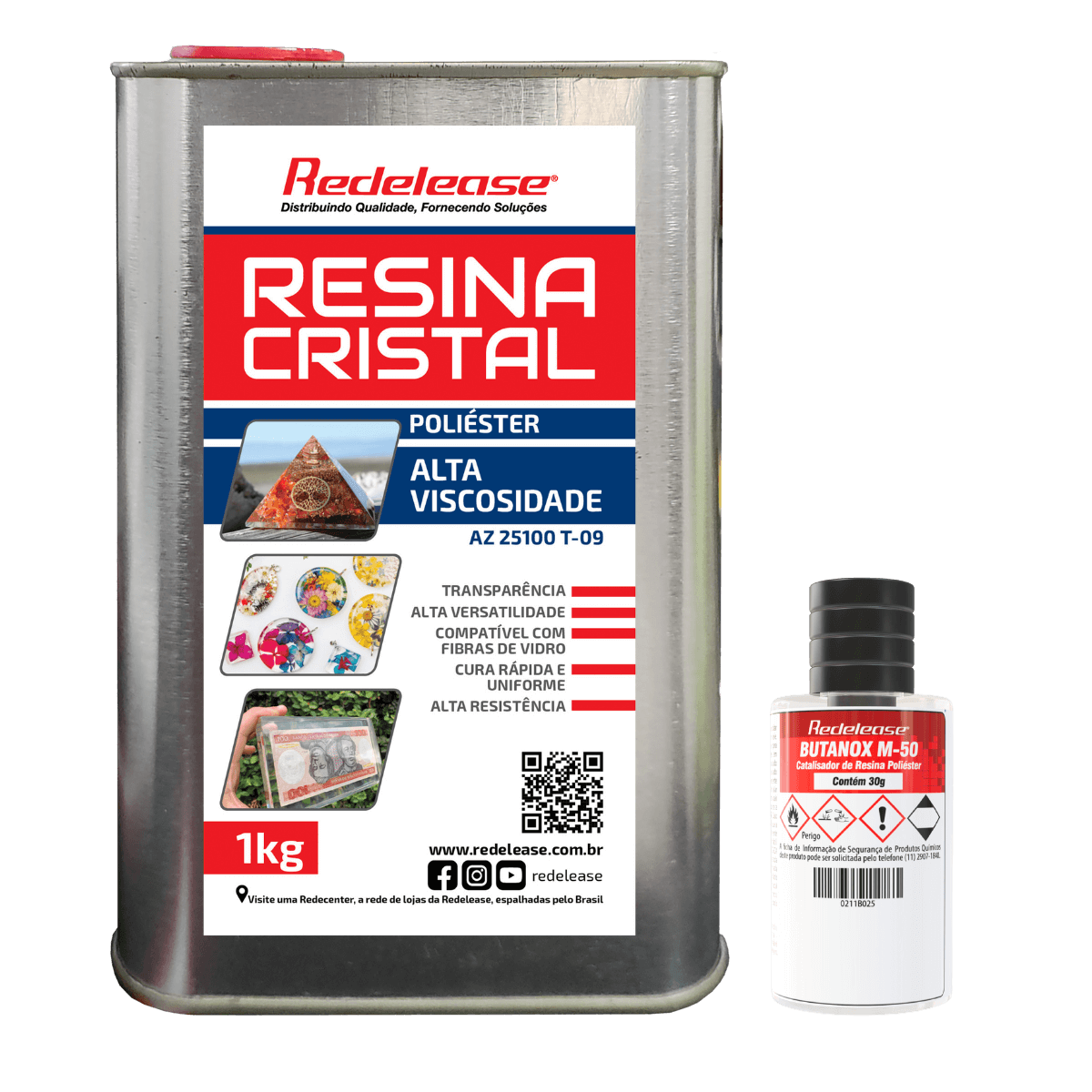 Resina cristal de alta viscosidade poliéster 1kg com catalisador para artesanato