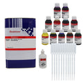 Kit de resina cristal de alta viscosidade com corantes coloridos e pipetas inclusas.