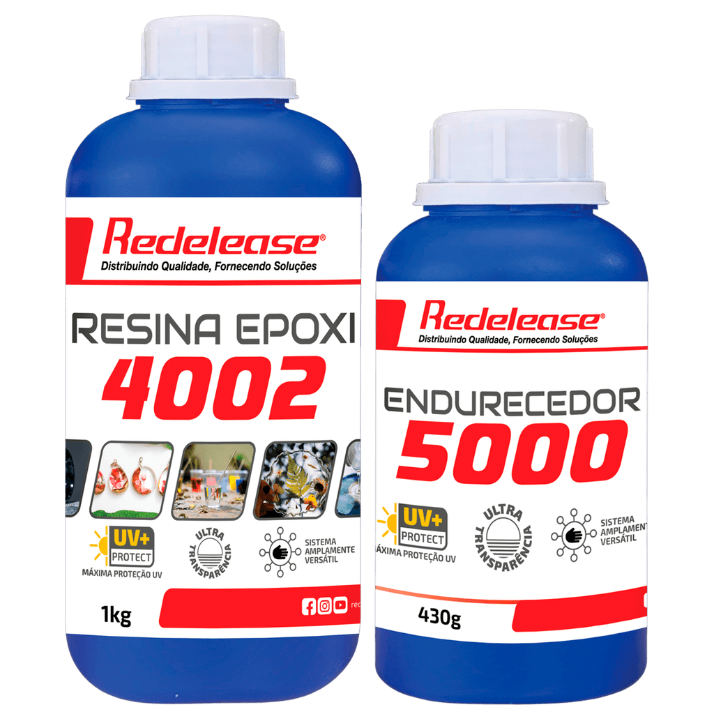 Resina Epoxi 4002 Alta Viscosidade ULTRA TRANSPARENTE e Proteção UV Com Endurecedor (1,430 Kg)