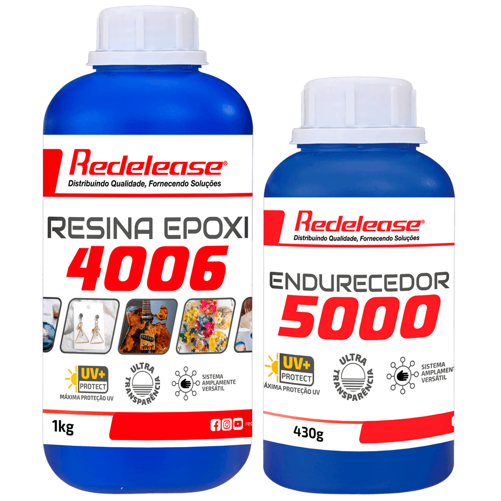 Resina 4006 Epoxi ULTRA TRANSPARENTE de Média Viscosidade Com Proteção UV Com Endurecedor 5000 (1,430 Kg)