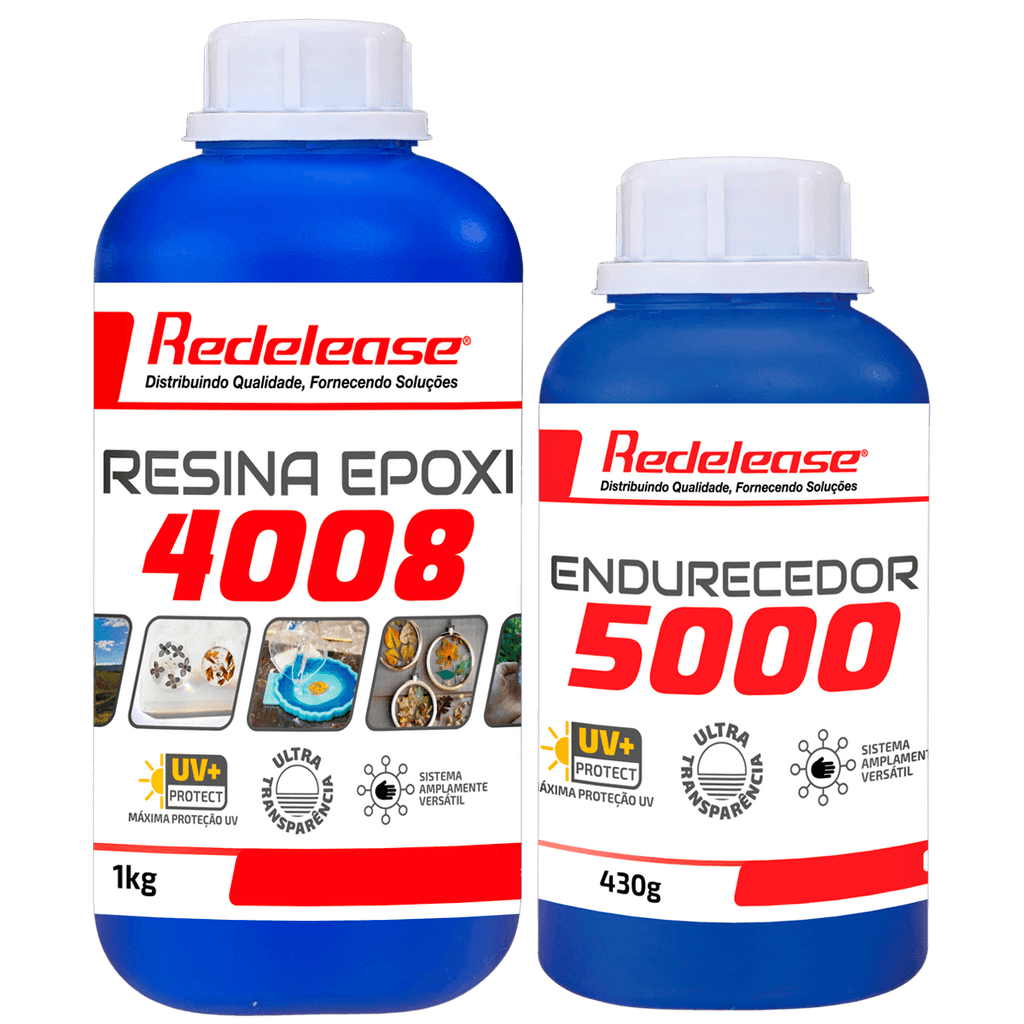 Resina Epoxi 4008 Baixa Viscosidade ULTRA TRANSPARENTE e Proteção UV Com Endurecedor (1,430 Kg)