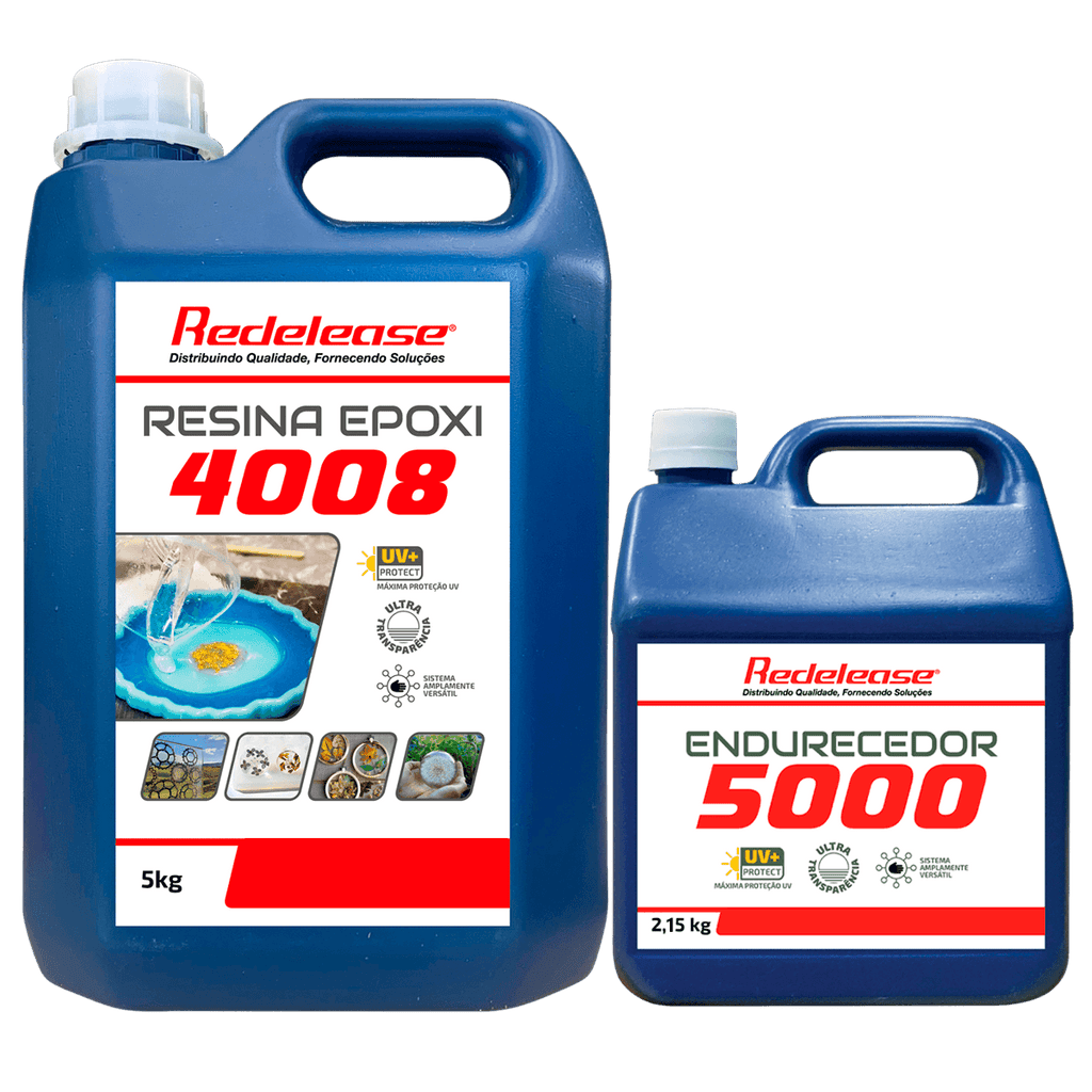 Resina Epoxi 4008 Baixa Viscosidade ULTRA TRANSPARENTE e Proteção UV Com Endurecedor (7,150 Kg)