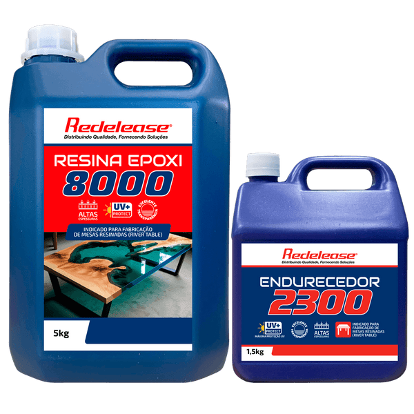 Resina Epoxi Plus 8000 Transparente Para Altas Espessuras Com Proteção UV Com Endurecedor (6,500 Kg)