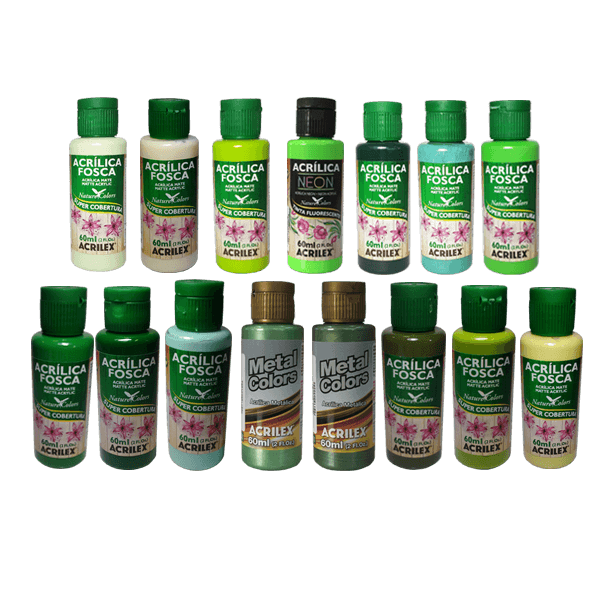 Kit Tintas Acrílicas (Todos os tons de Verde)