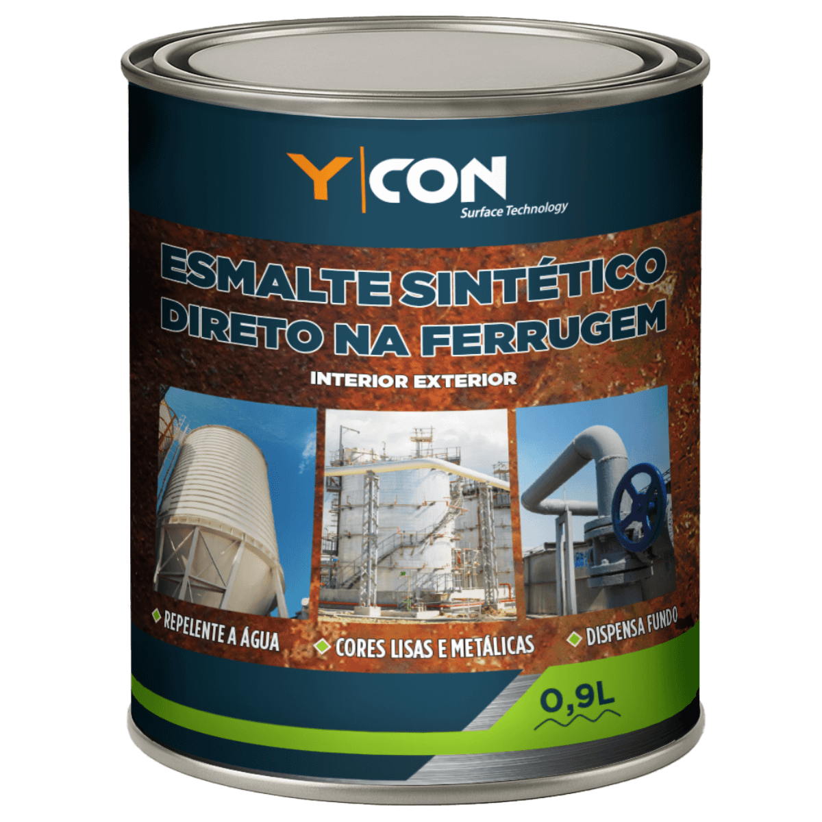 Ycon Building Esmalte Cinza Dupla Ação Brilhante Anticorrosivo (900 ml)