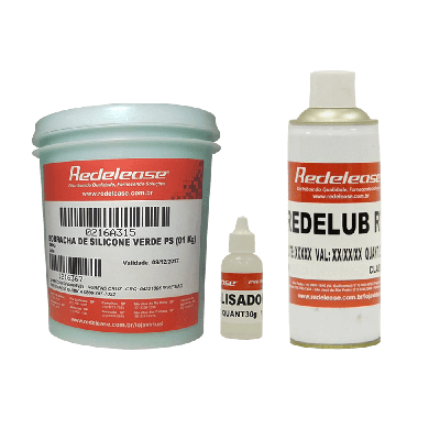 Kit Borracha De Silicone Verde C/ Catalisador + Spray Redelub