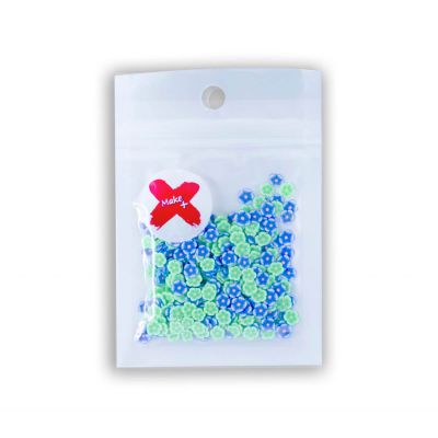 Charminhos Fimo para Decoração e Enchimento Florzinha Verde e Azul (5 g)