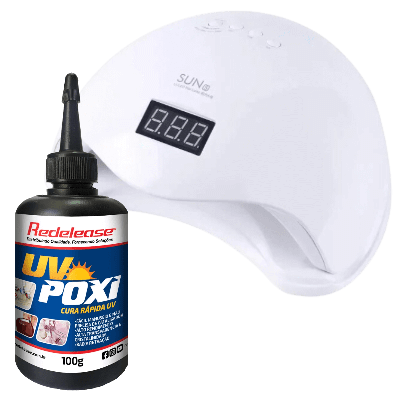 Kit Cabine de Luz Led/uv 48w + Resina UV poxi