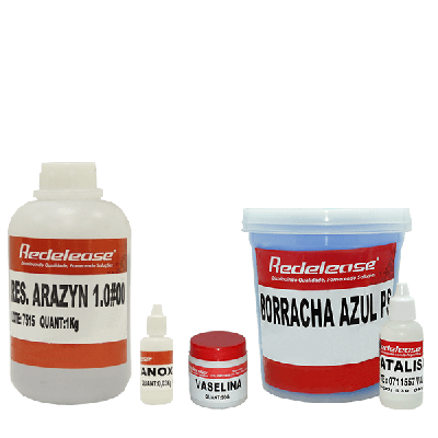 Kit Borracha De Silicone Azul + Resina Poliester Cristal