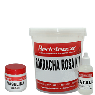 Kit Borracha De Silicone Rosa C/ Catalisador + Vaselina
