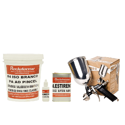 Kit Gel Coat Iso Branco C/ Catalisador e Diluente + Pistola Modelo 12 (Bico 4mm)