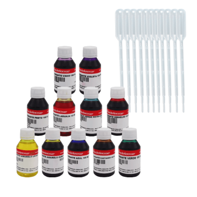 Kit TODOS os Corantes Translúcidos Com Pipetas de Brinde