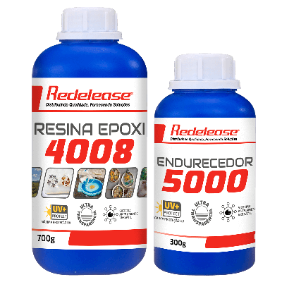 Resina Epoxi 4008 Baixa Viscosidade ULTRA TRANSPARENTE e Proteção UV Com Endurecedor (01 Kg)