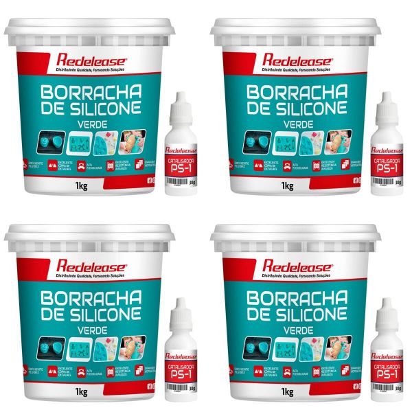 Borracha De Silicone Verde Alta Flexibilidade para Moldes (Com Catalisador) [4,120 Kg]