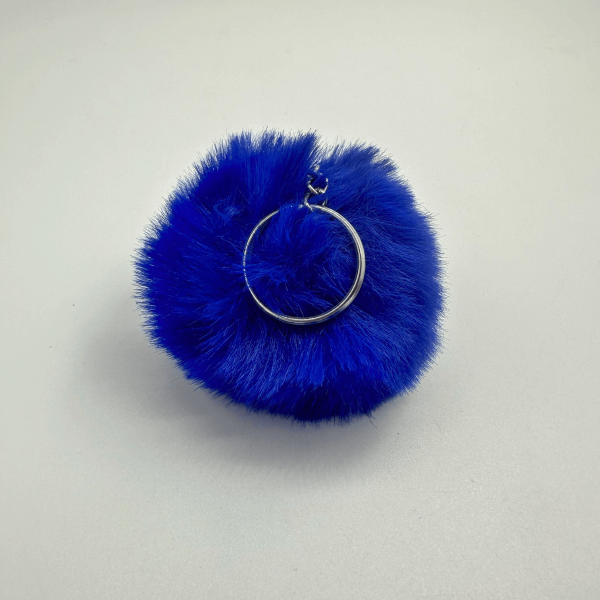 Chaveiro Pompom Pelúcia Azul Royal 70 mm (3 Un)