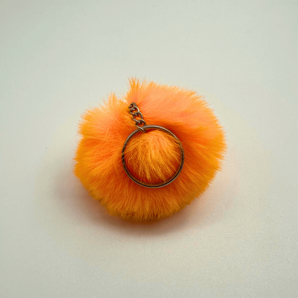 Chaveiro Pompom Pelúcia Laranja 70 mm (3 Un)