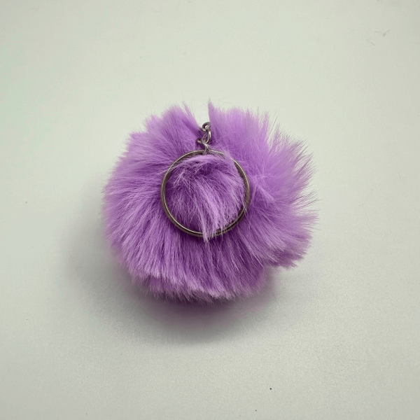 Chaveiro Pompom Pelúcia Lilás 70 mm (3 Un)