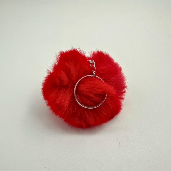 Chaveiro Pompom Pelúcia Vermelho 70 mm (3 Un)