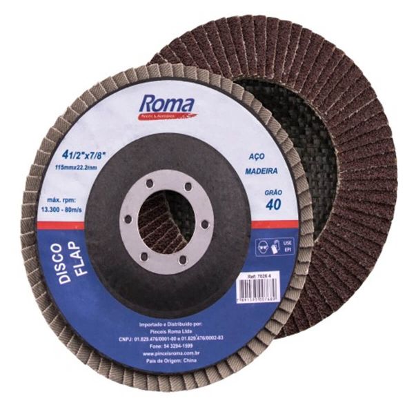 Disco de Lixa Flap 4.1/2 (115mmx22,2mm) Grão 40