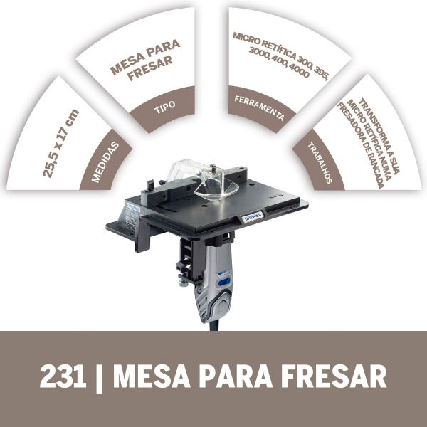 Dremel Acoplamento Micro Retífica-Mesa Para Fresar (Modelo 231)