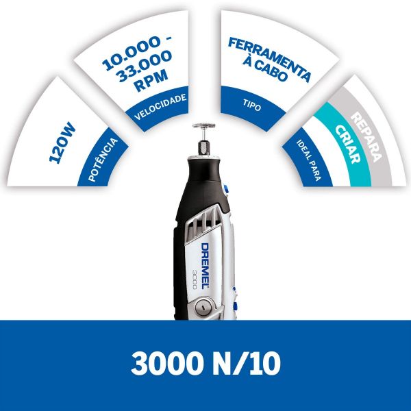 Dremel 3000 Micro Retífica com 10 Acessórios 127V