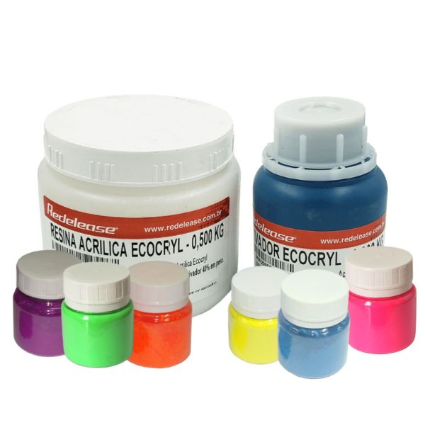 Kit Artesanato Eco Resina com Pigmentos Fluorescentes em pó