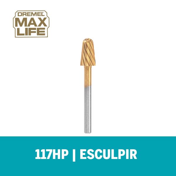 Escareador Dremel Max Life Para Esculpir Cilíndrica de Ponta Arredondada De 6,4mm (Modelo 117HP)