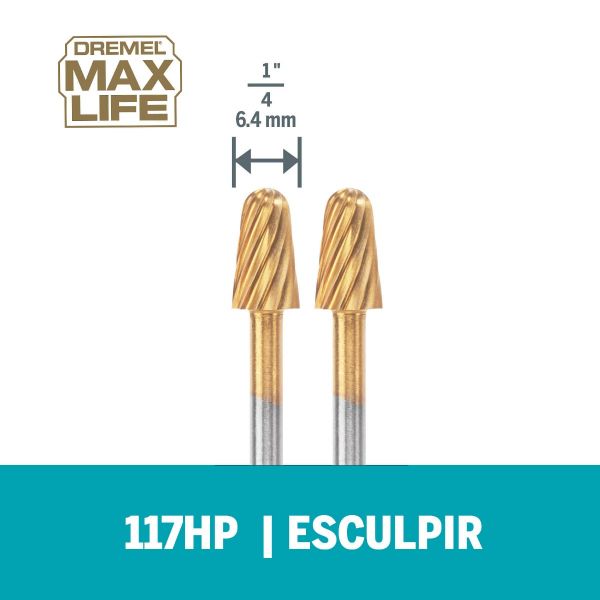 Escareador Dremel Max Life Para Esculpir Cilíndrica de Ponta Arredondada De 6,4mm (Modelo 117HP)