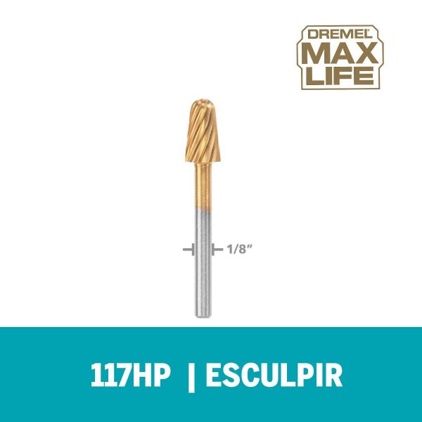 Escareador Dremel Max Life Para Esculpir Cilíndrica de Ponta Arredondada De 6,4mm (Modelo 117HP)
