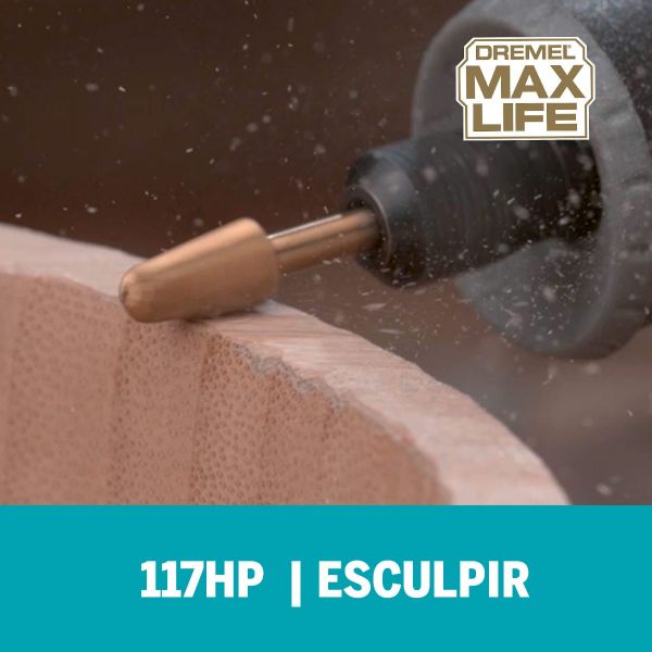 Escareador Dremel Max Life Para Esculpir Cilíndrica de Ponta Arredondada De 6,4mm (Modelo 117HP)