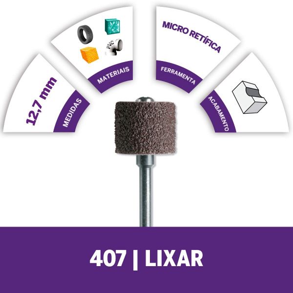 Haste Para Lixar De 12,7mm Dremel Com Tubo De Lixa De Grão Grosso (Modelo 407)