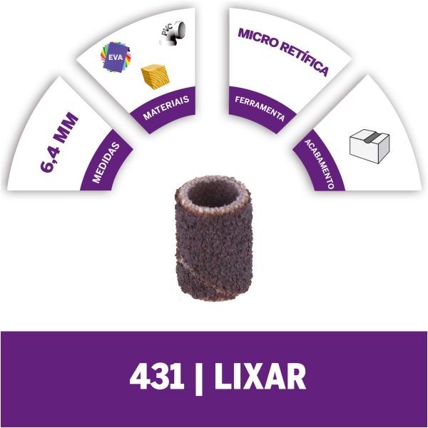 Haste Para Lixar De 6,4mm Com Tubo De Lixa De Grão Grosso 6 Unidades (Modelo 431)