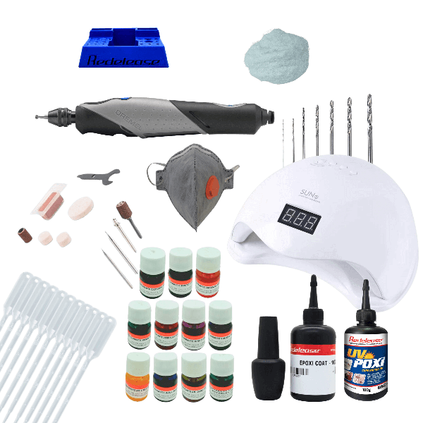 Kit Artesanato Resinas e Ferramentas Dremel + Organizador de Acessórios Brinde