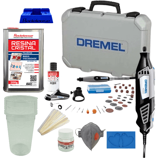 Kit Profissional de Joias Afetivas com Resina + Organizador Dremel Brinde