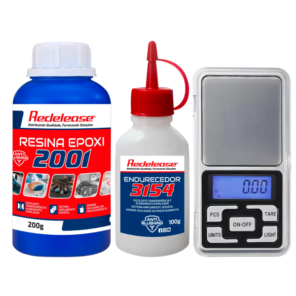 Kit Resina Epóxi 2001 Transparente 300g + Mini Balança de Precisão