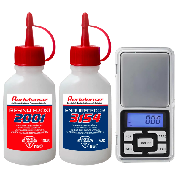 Kit Resina Epóxi 2001 Transparente 150g + Mini Balança de Precisão