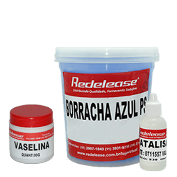 Kit Borracha De Silicone Azul C/ Catalisador + Vaselina