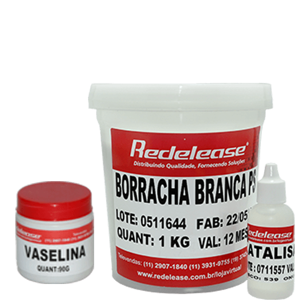 Kit Borracha De Silicone Branca C/ Catalisador + Vaselina