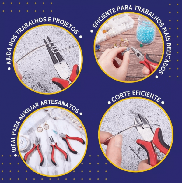 Kit De Alicates Para Bijuterias e Artesanato