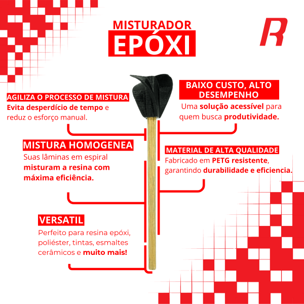 Misturador Epóxi para Parafusadeira – Pá Agitadora para Resina, Tintas e Líquidos
