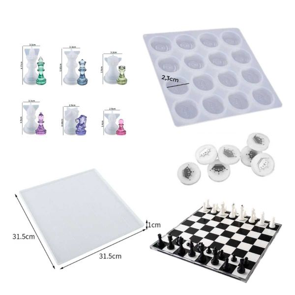 Molde de Silicone Formato Xadrez, Dama e Tabuleiro