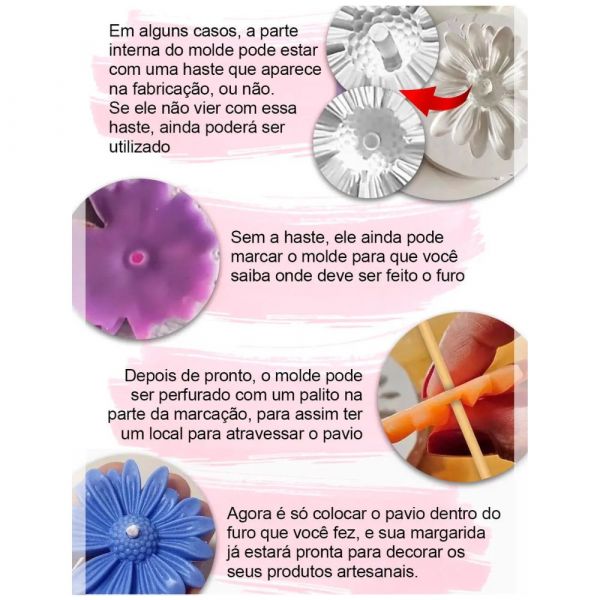 Molde de Silicone Margarida Com Furo
