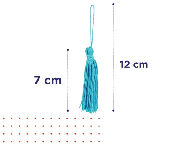 Pingente de Seda Tassel Franja Azul Turquesa 7cm (10 Un)