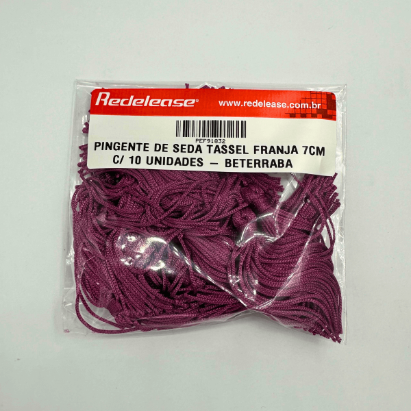 Pingente de Seda Tassel Franja Beterraba 7cm (10 Un)