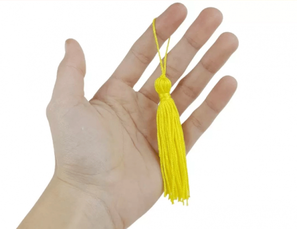 Pingente de Seda Tassel Franja Amarelo Gema 7cm (10 Un)